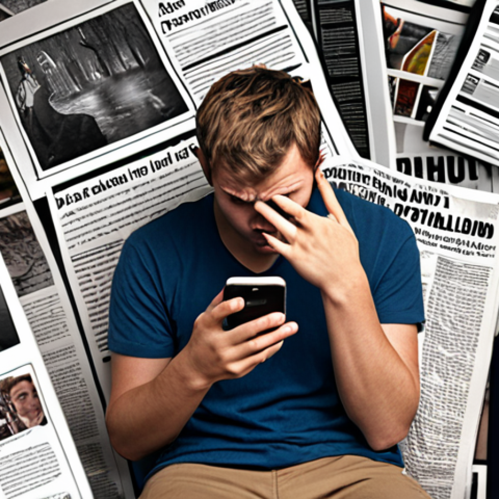 Digital Literacy Challenge**

*   Prompt: "A person looking overwhelmed by a flood of news articles and social media posts on a smartphone. Emphasis on the difficulty of filtering information and identifying fake news. Include elements representing source evaluation and critical thinking. Consider a slightly desaturated, chaotic feel."

**